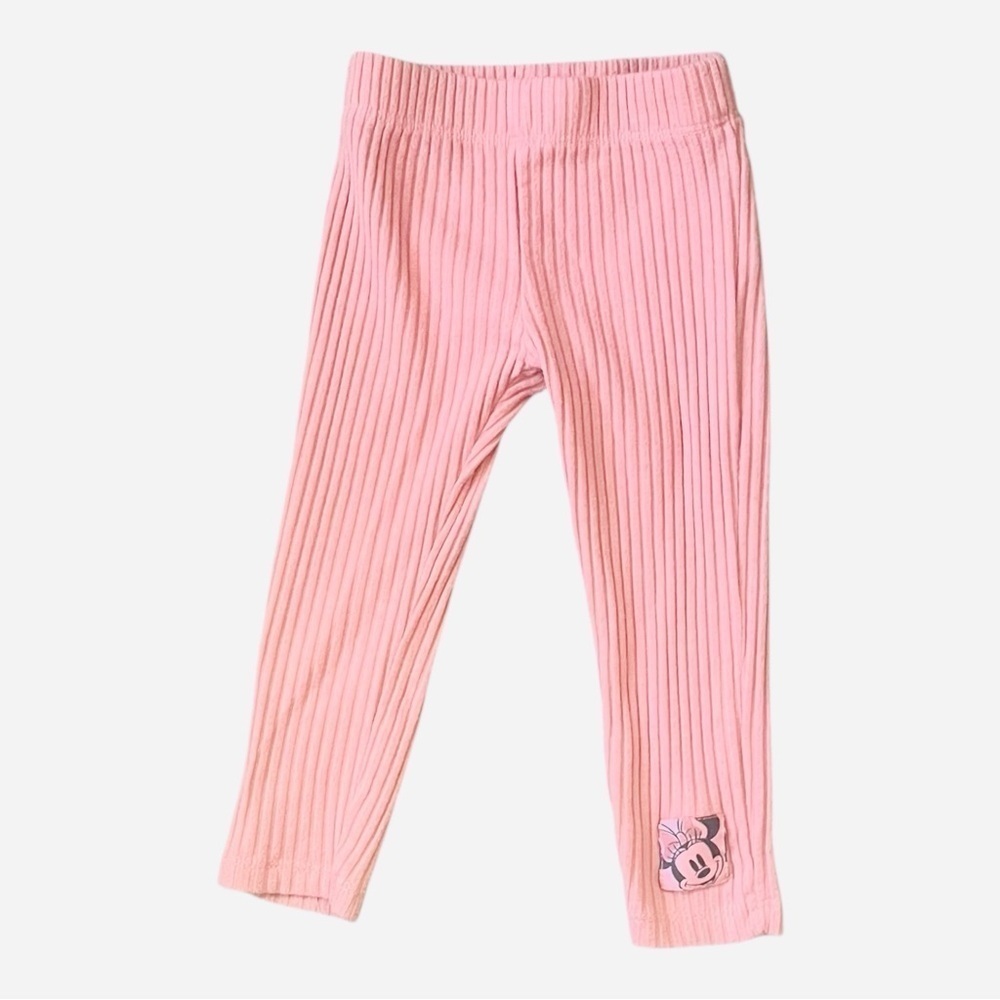 Disney baby girls 12 Months Minnie Mouse leggings seashell/coral ribbed logo